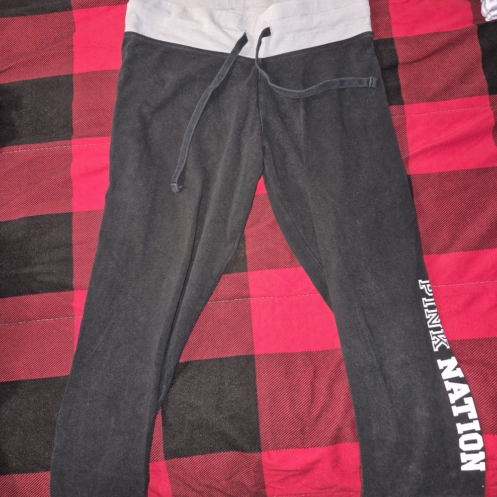 Victoria's Secret Black Capri Legging/Joger with Gray Waistband